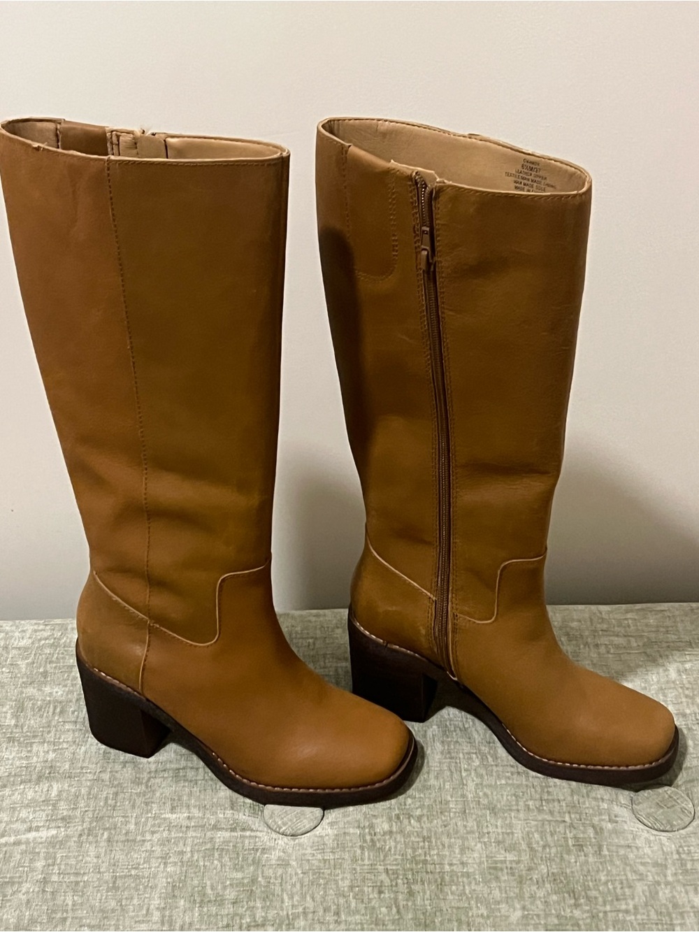 Crown Vintage Tall Leather Over-the-Knee Boots in Cognac Brown - Picture 3 of 5